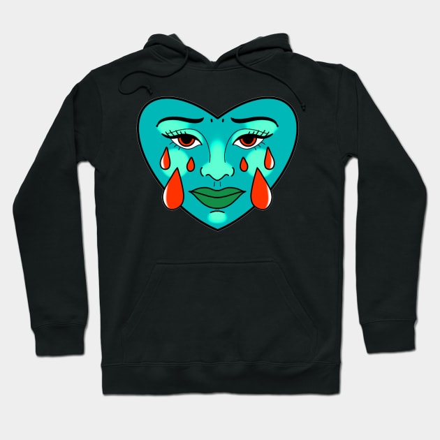 blue crying heart with thick lips amd red eyes cute gift Hoodie by AnanasArt